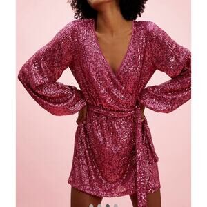 Free People Christa Romper Wrap Dress Size Medium Color Pink